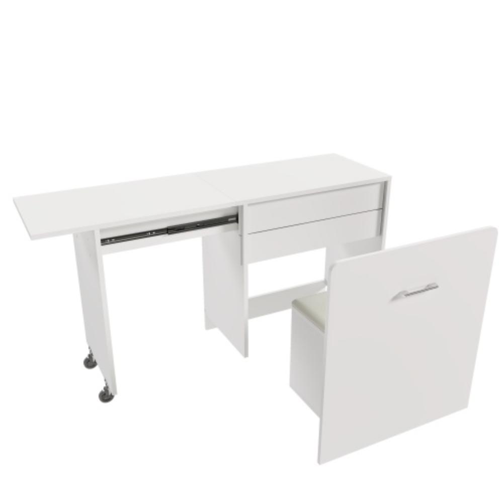 Folding Bedroom Desk with Mirror and Hidden Compartments