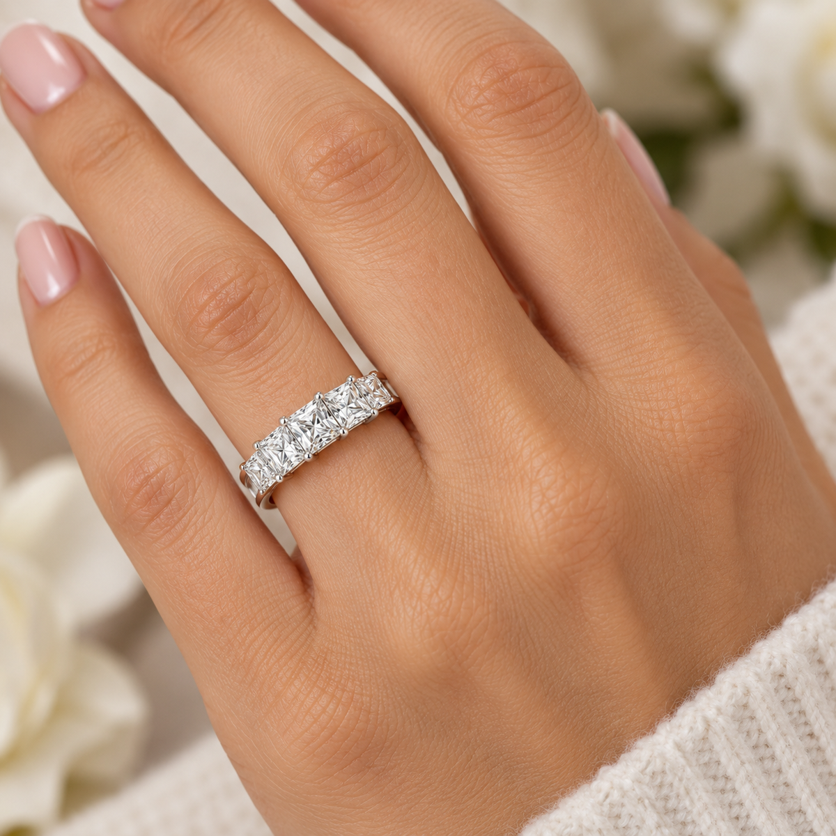 1 1/4ct Princess Cut Diamond Wedding Anniversary Ring Size Selectable