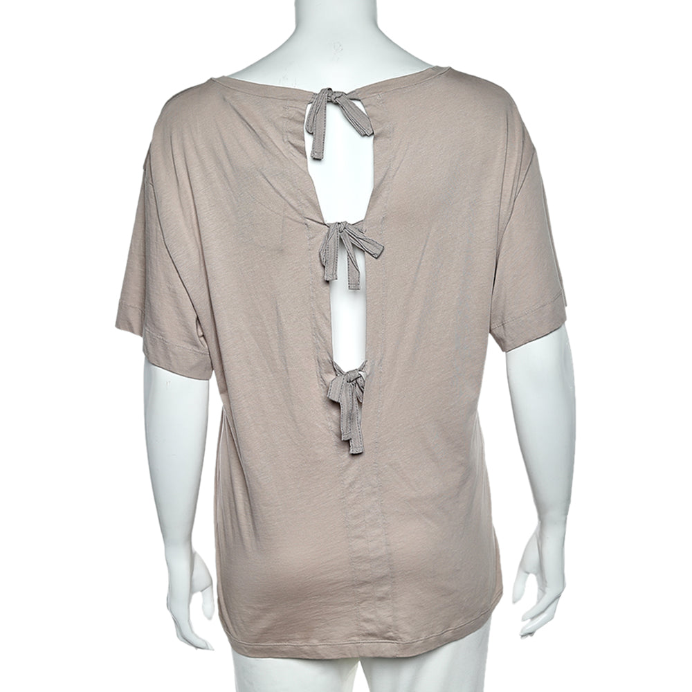See by Chloe Pale Pink Printed Cotton Short Sleeve T-Shirt M
