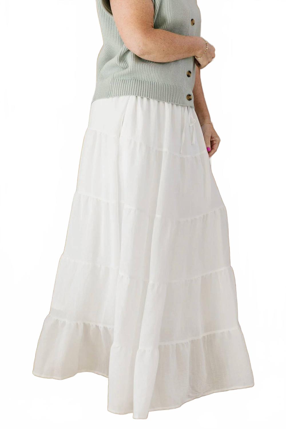 Ada Maxi Skirt - Plus In White