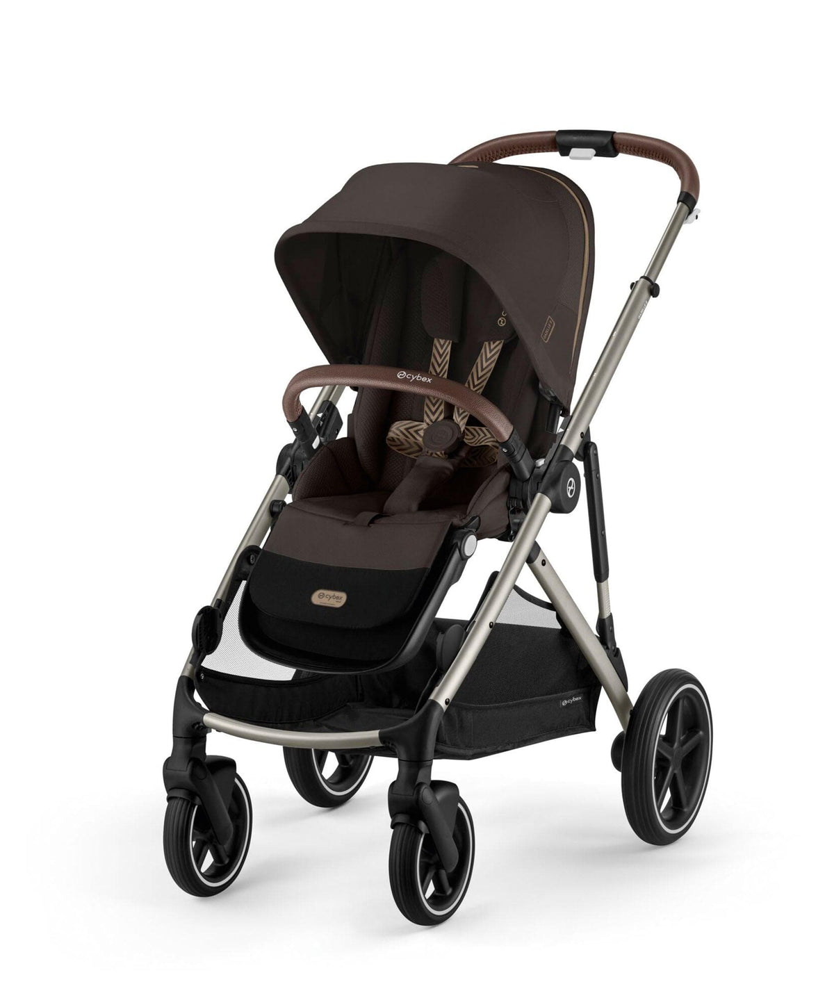 Cybex Gazelle S Twin Pushchair Bundle with Cybex Cloud T i-Size Rotating Baby Car Seat & Base (16 Pieces)- Chocolate Brown