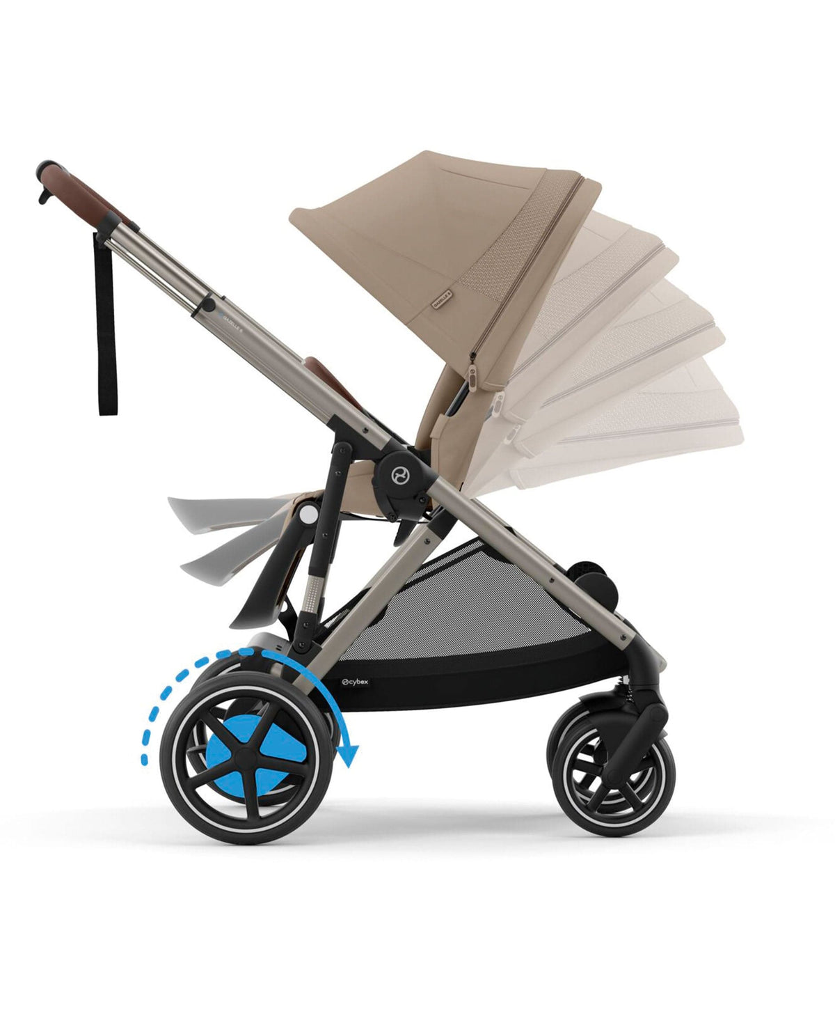Cybex e-Gazelle S Electric Pushchair Bundle with Cybex Aton B2 i-Size Car Seat and Base (6 Pieces) – Almond Biege