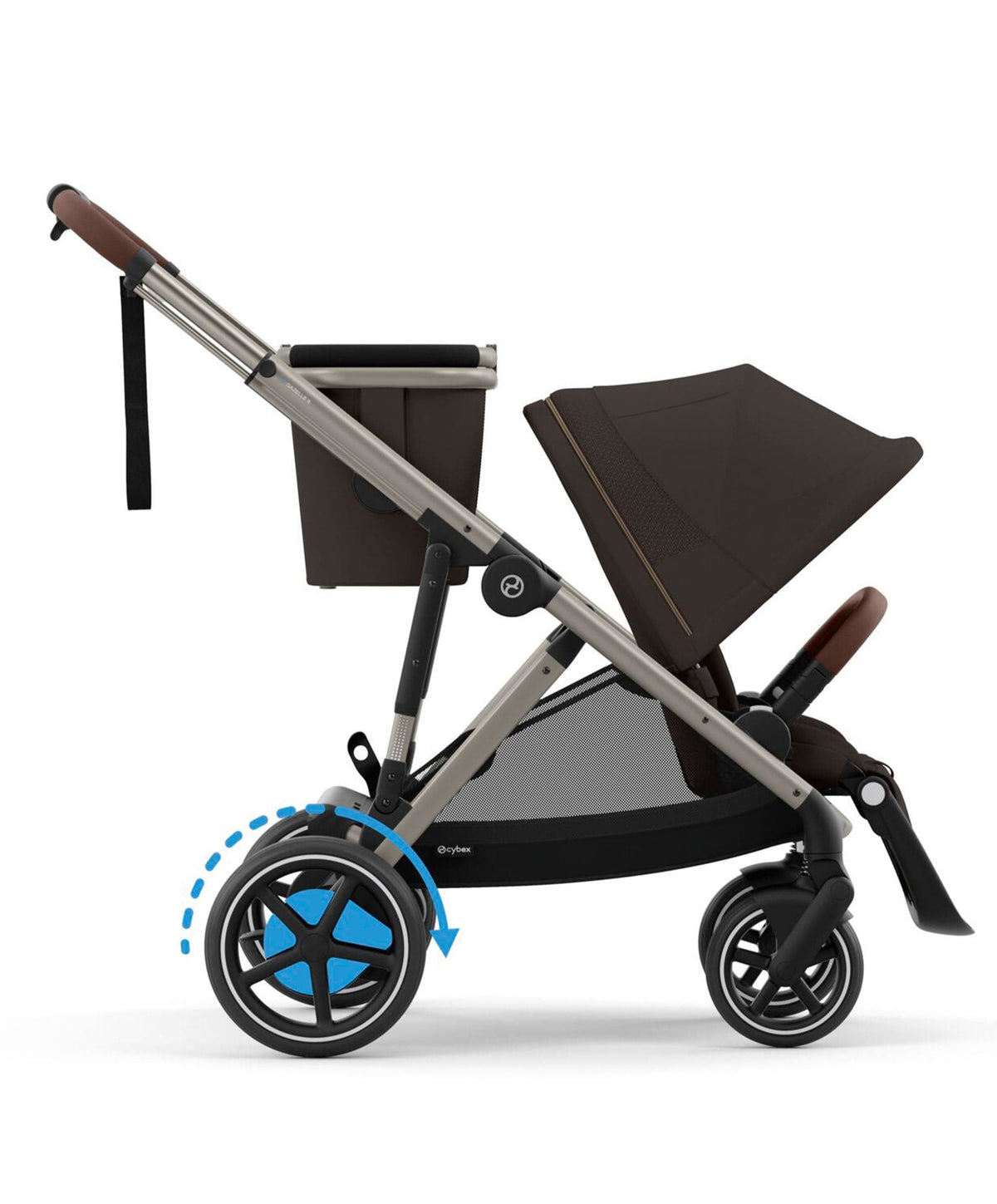 Cybex e-Gazelle S Electric Pushchair Bundle with Cybex Aton B2 i-Size Car Seat and Base (6 Pieces) – Chocolate Brown