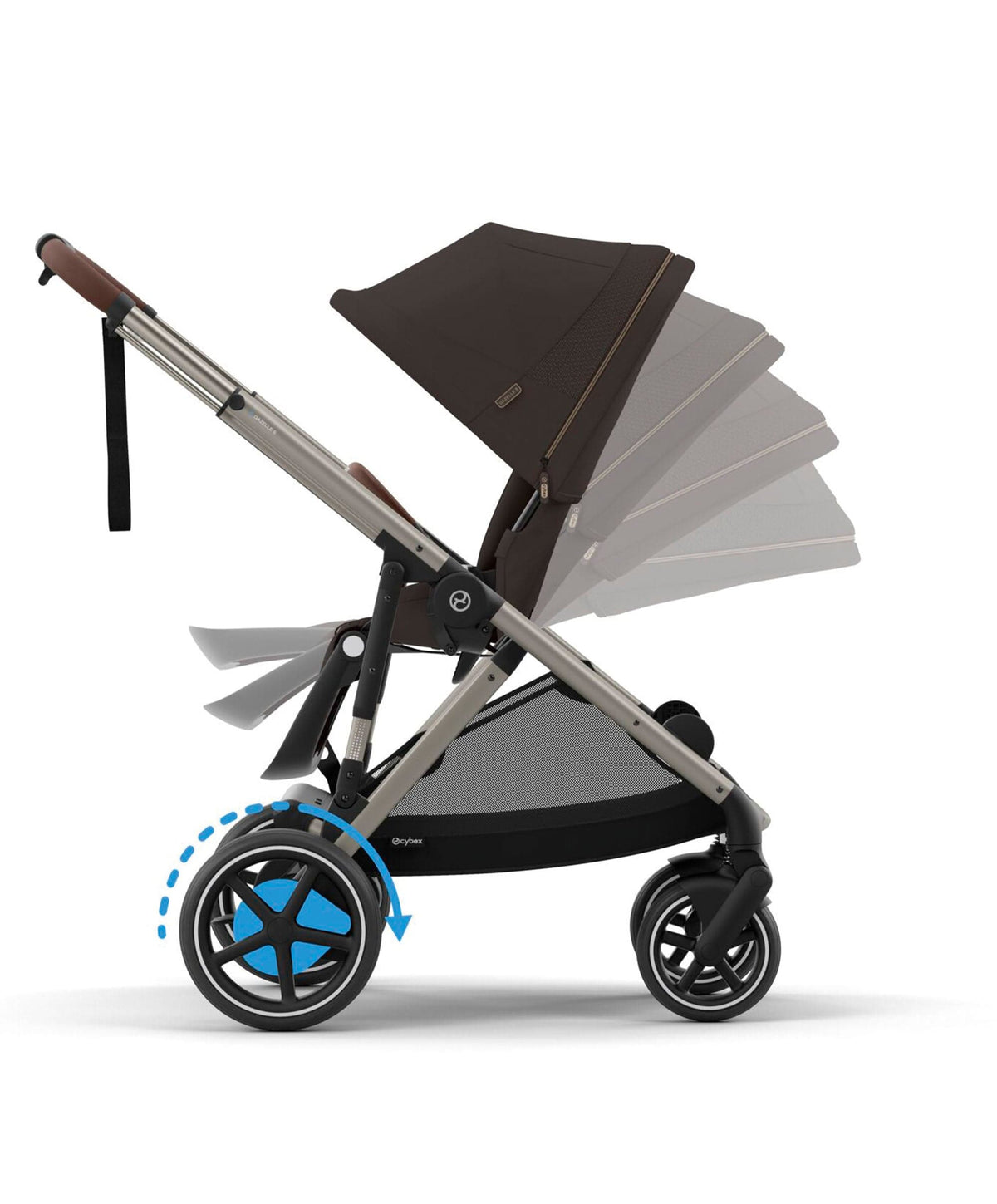 Cybex e-Gazelle S Electric Pushchair Bundle with Cybex Aton B2 i-Size Car Seat and Base (6 Pieces) – Chocolate Brown