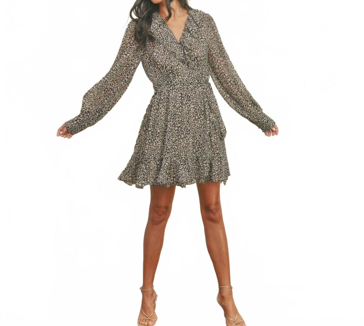 Katie Wrap Mini Dress In Black