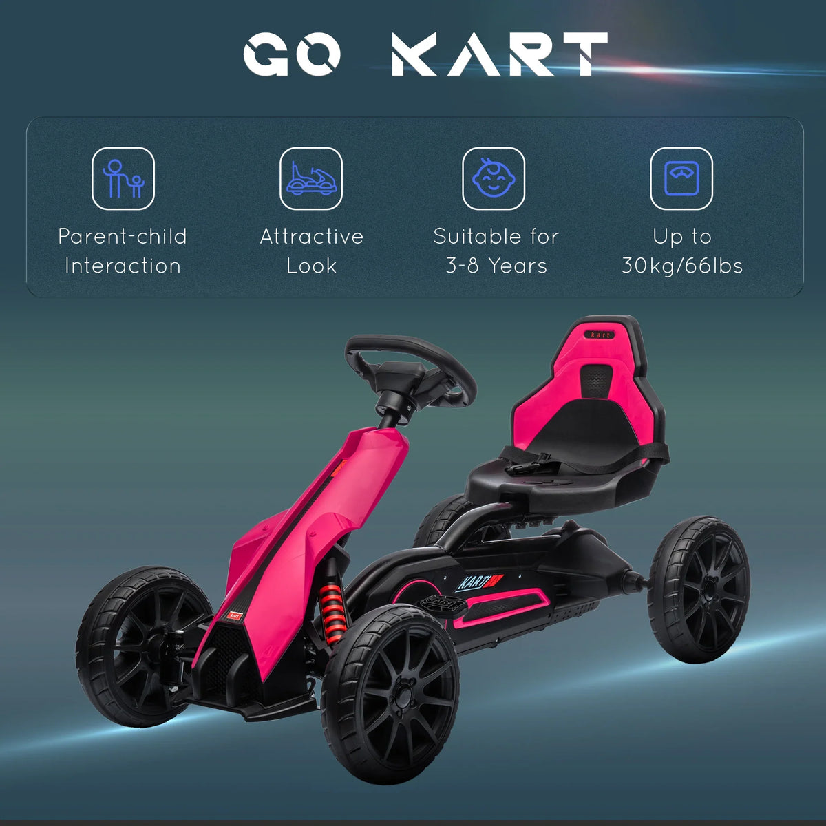 Outdoor Pedal Racing Kart for Kids with Swing Axle and Non-Slip Tires