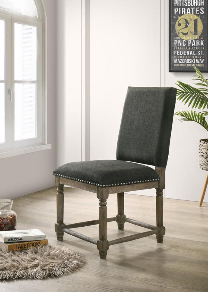 Set of 2 Upholstered Dining Chairs with Decorative Nailhead Trim