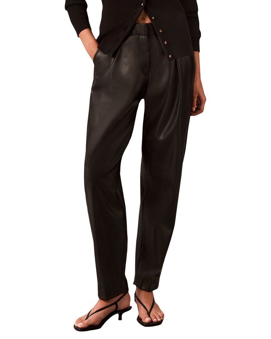 Calvin Klein High Rise Fly Front Pleat Barrel Leg Pant