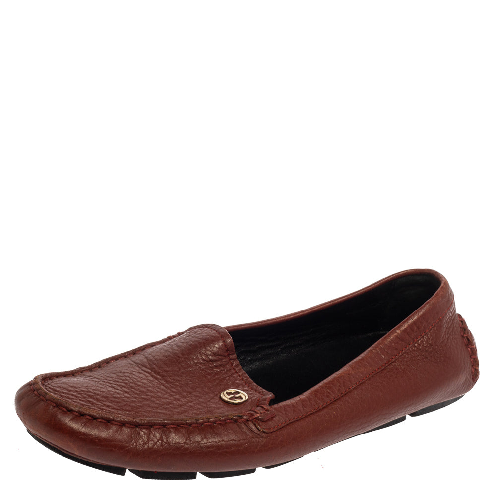 Gucci Size 36.5 Brown Leather Loafers & Moccasins