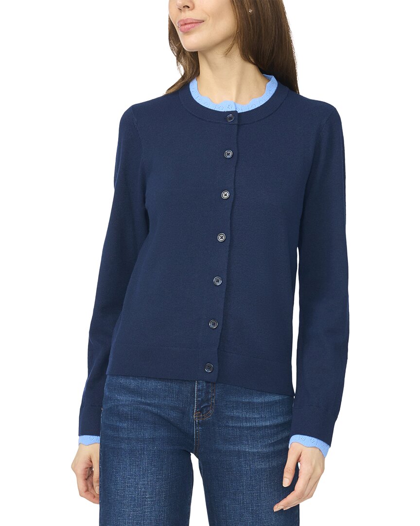 CeCe Double Trim Crew Neck Cardigan