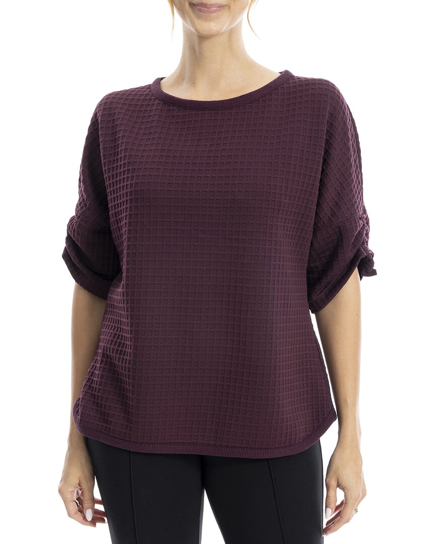 Max Studio Ruched Sleeve Boat Neck Top