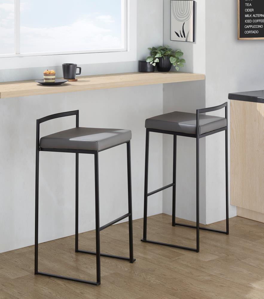 Space-Efficient Stackable Barstools with Padded Upholstered Seating