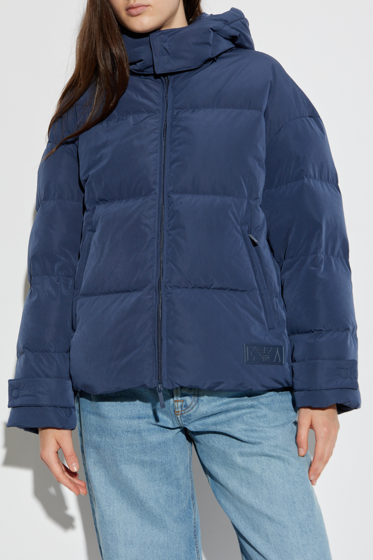 Down jacket with detachable hood