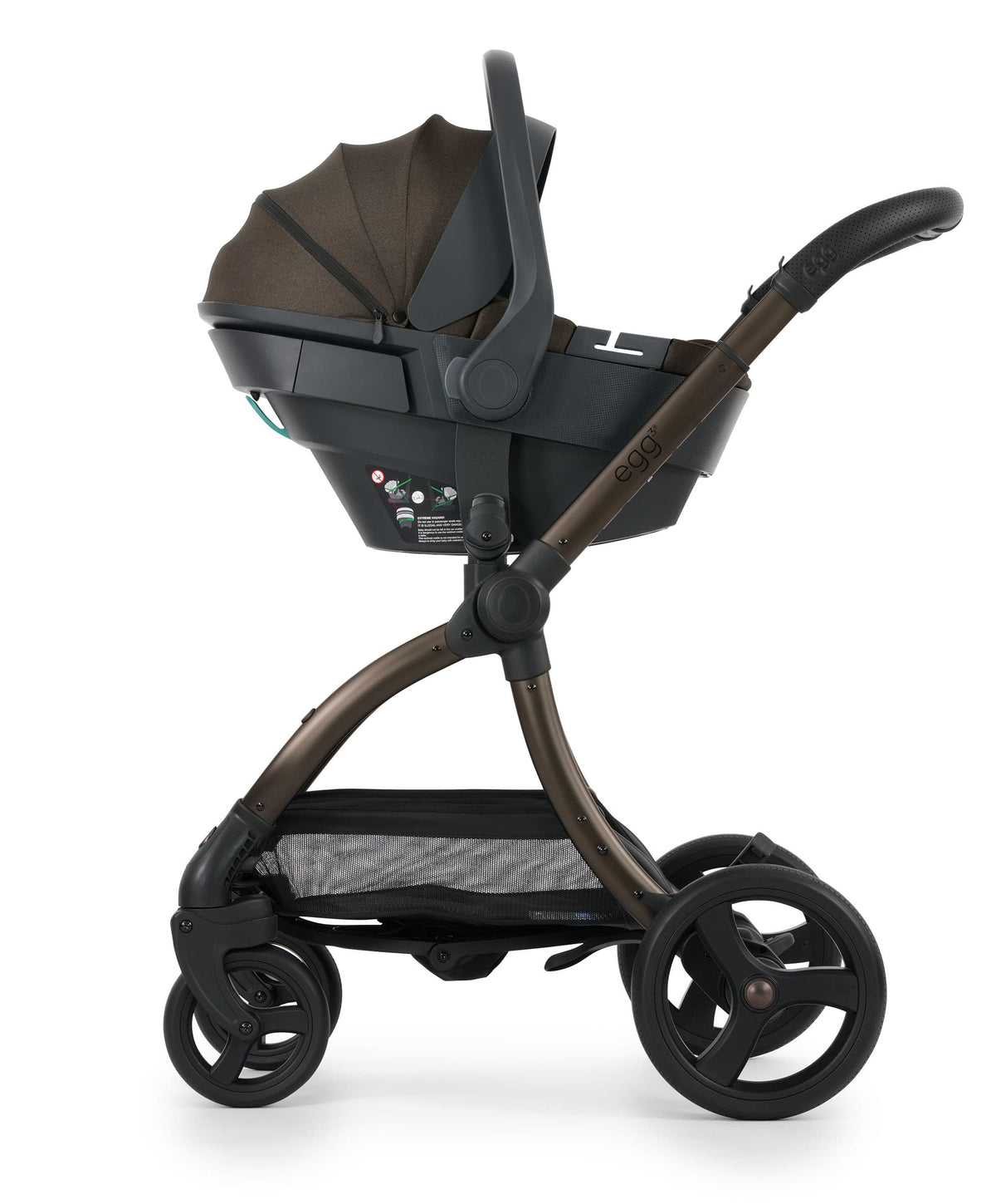 egg3 Pushchair Bundle with Shell 360 Car Seat - Chocolate Velvet