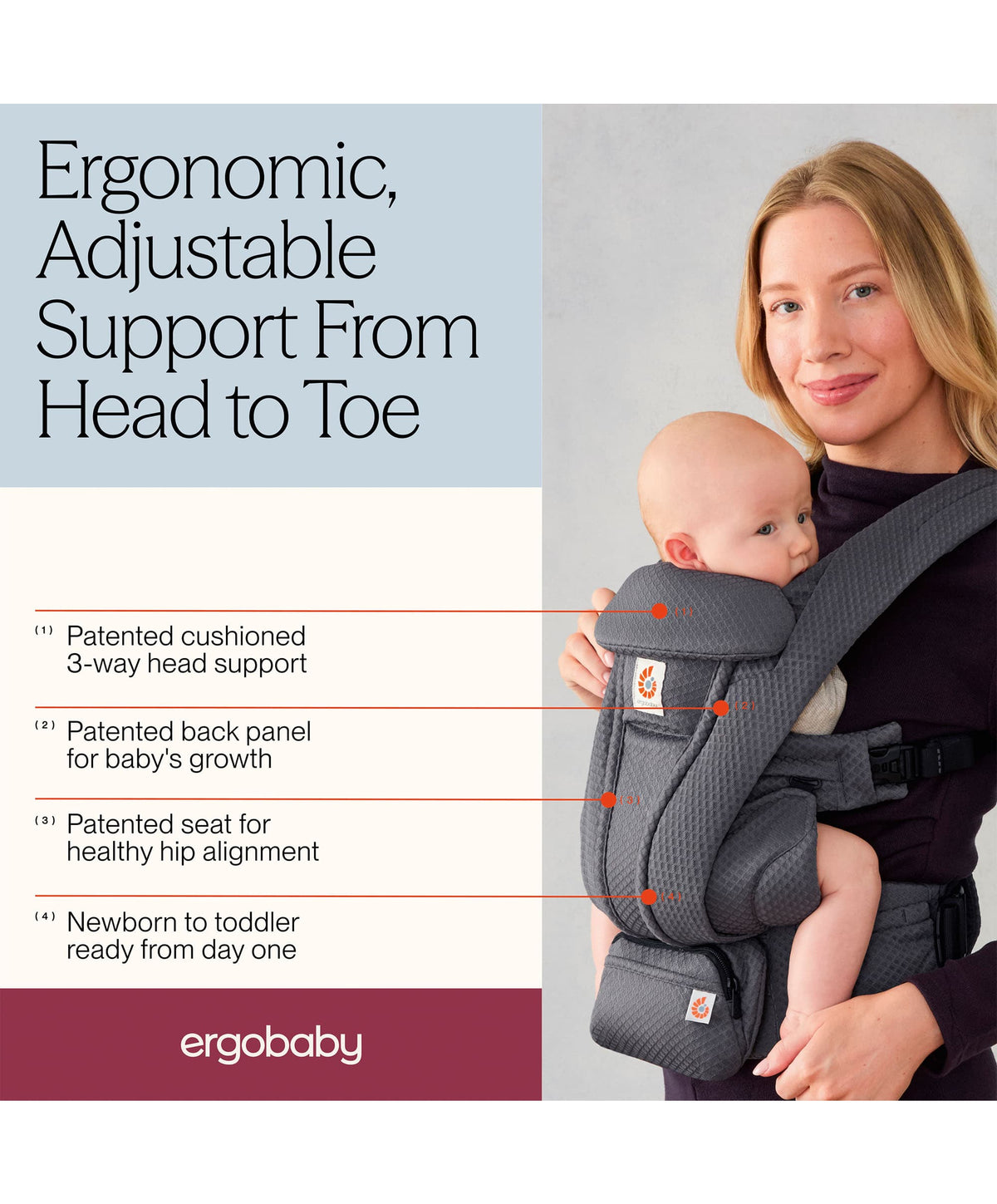 Ergobaby Omni Deluxe Mesh Baby Carrier- Graphite Grey