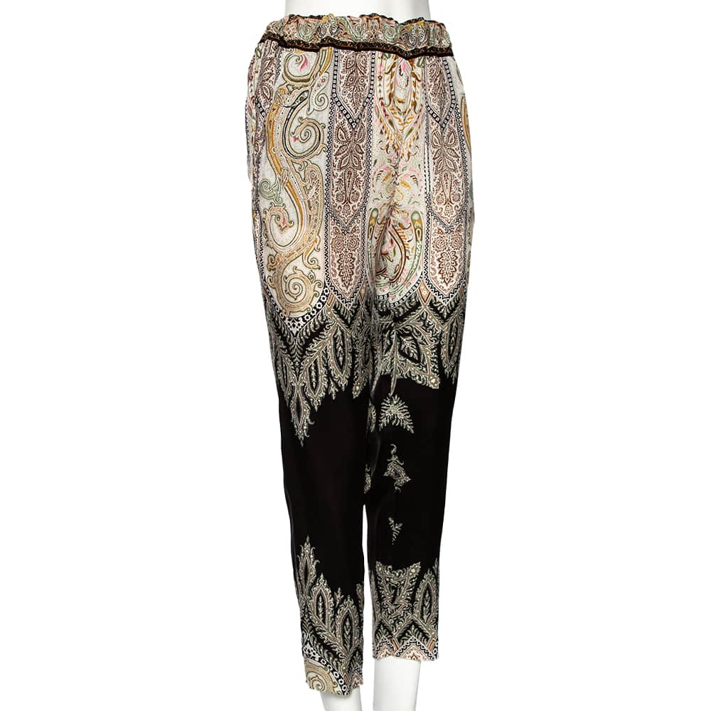 Etro Multicolor paisley Printed Sateen Pants M