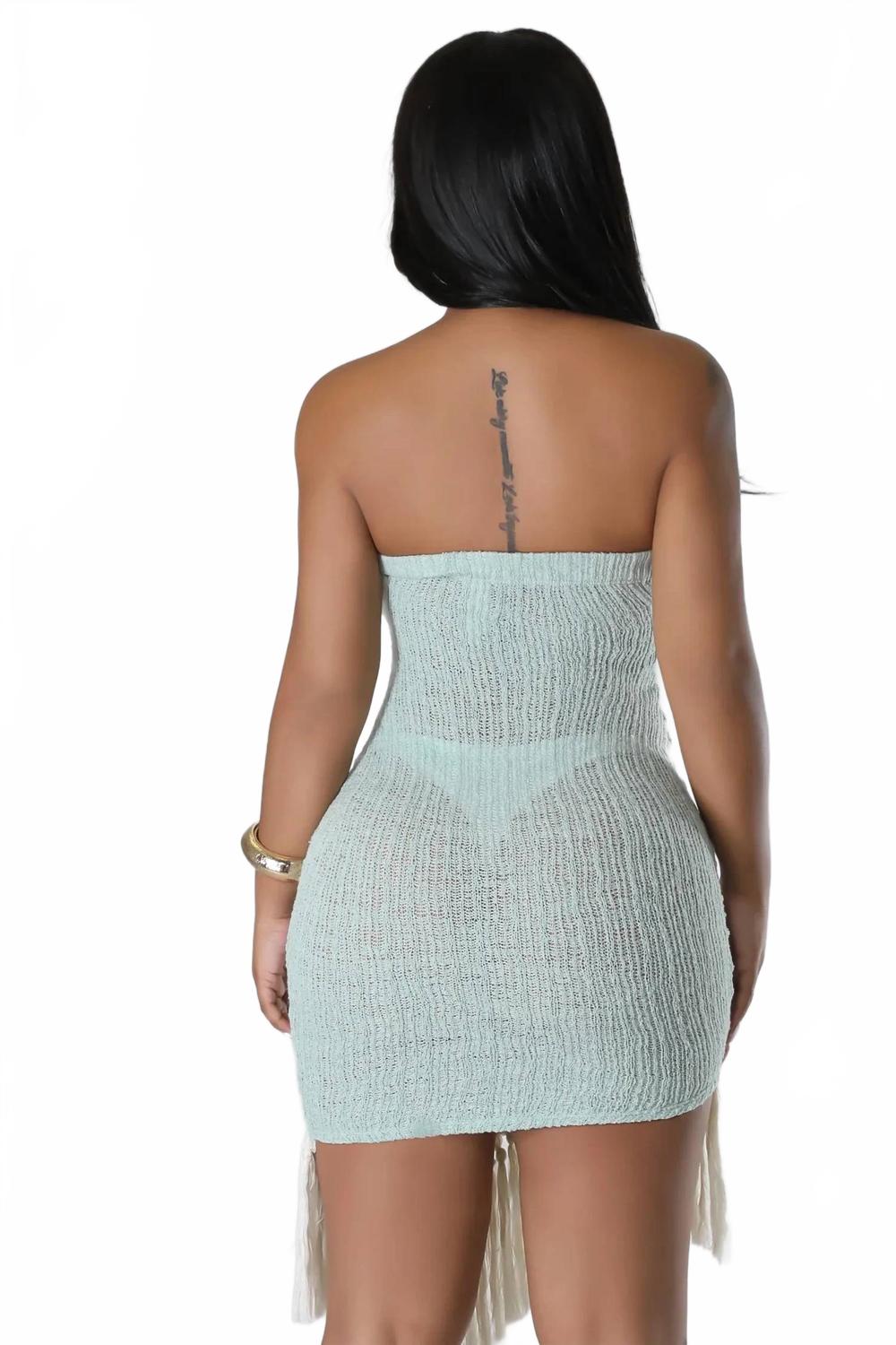 Caicos Knit Mini Dress In Mint Green