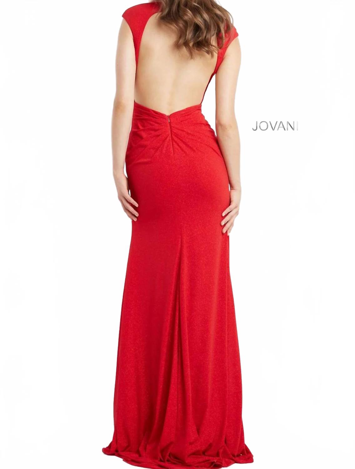 High Neck Cut Out Gown In Red