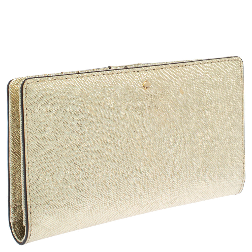 Kate Spade Metallic Gold Leather Long Flap Wallet