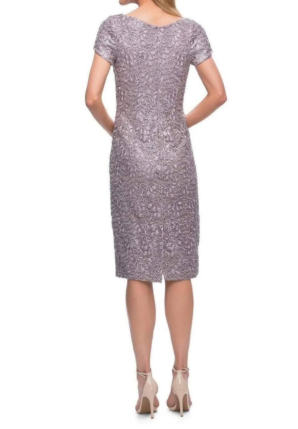 Lace V-Neck Column Midi Dress In Mauve