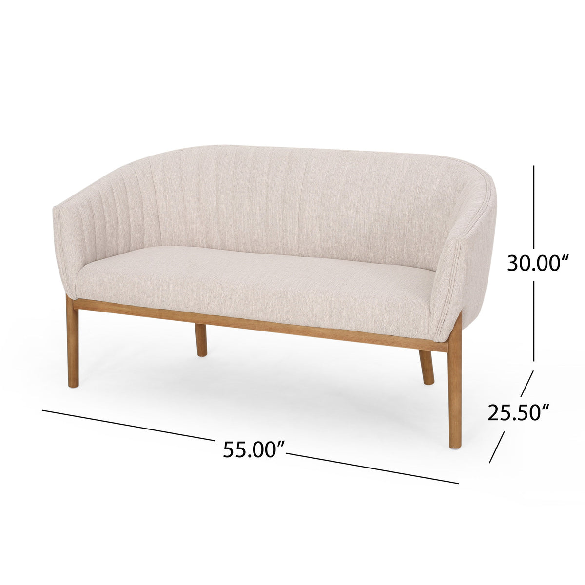 Mid-Century Loveseat with Channel-Stitched Backrest