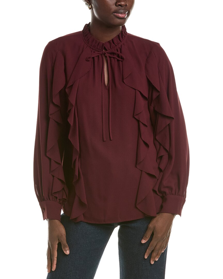 Anne Klein Keyhole Neck Ruffle Blouse