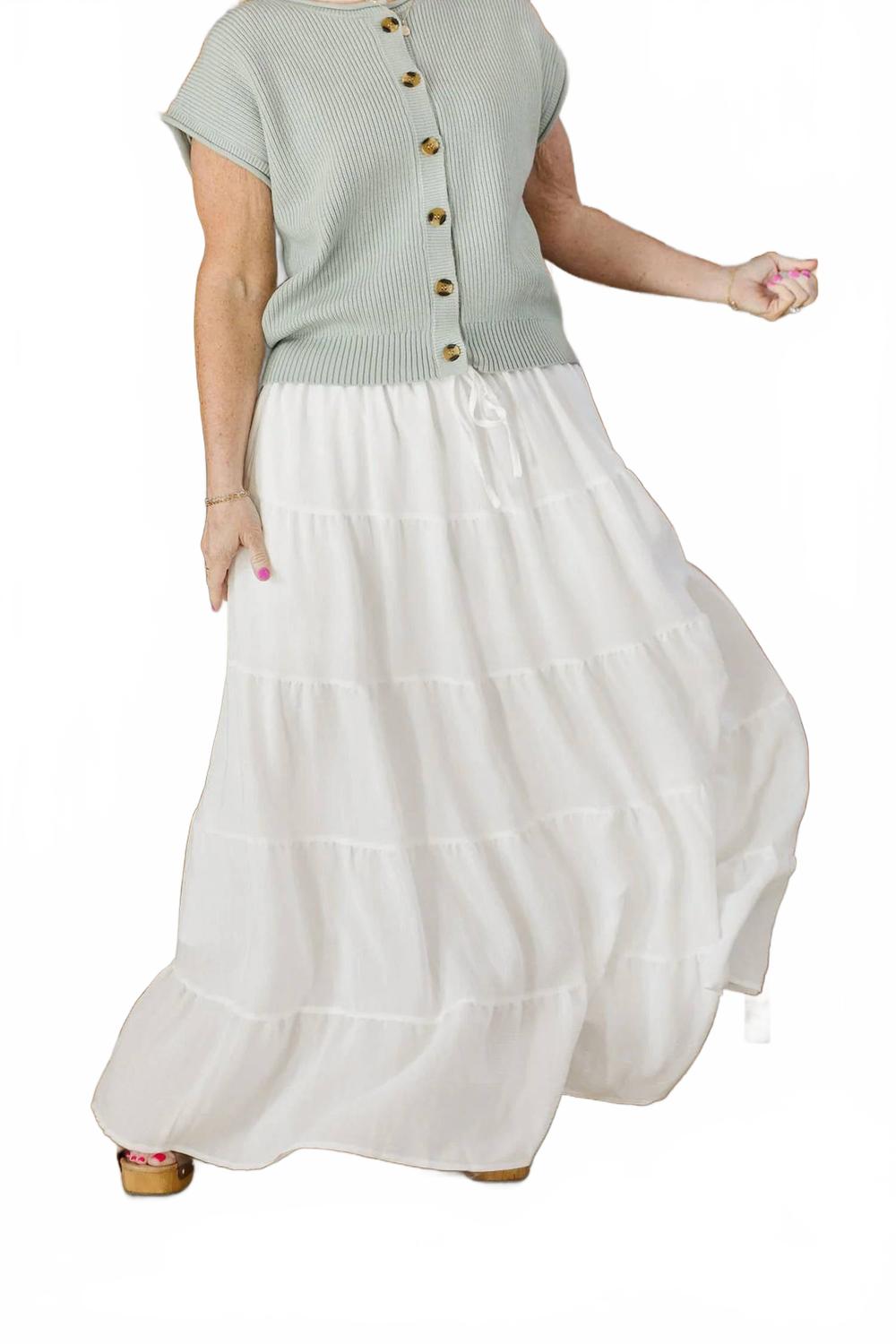 Ada Maxi Skirt - Plus In White