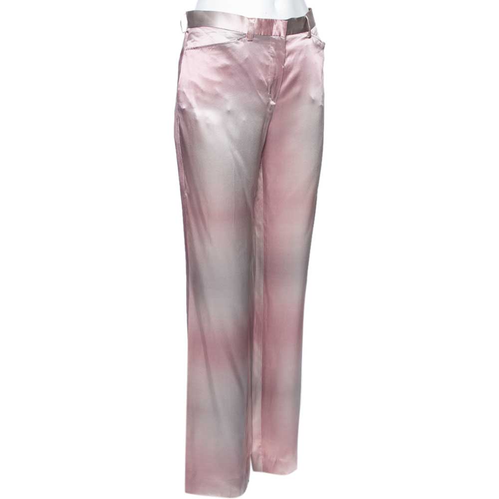 Emporio Armani Pink & Grey Silk Pants M