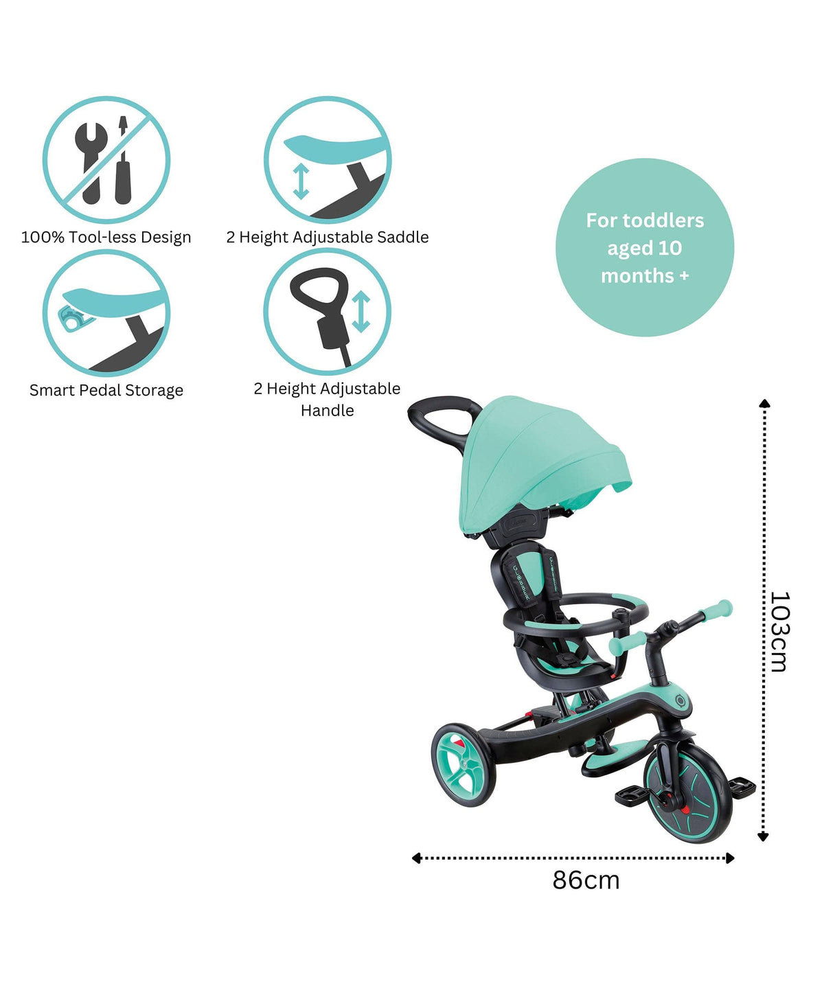 Globber Explorer Trike 4 in 1 - Mint