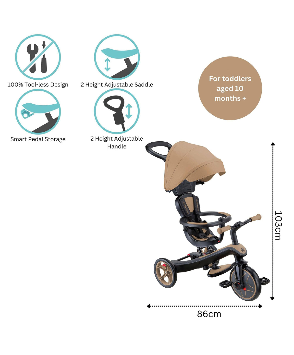 Globber Explorer Trike 4 in 1 - Sand