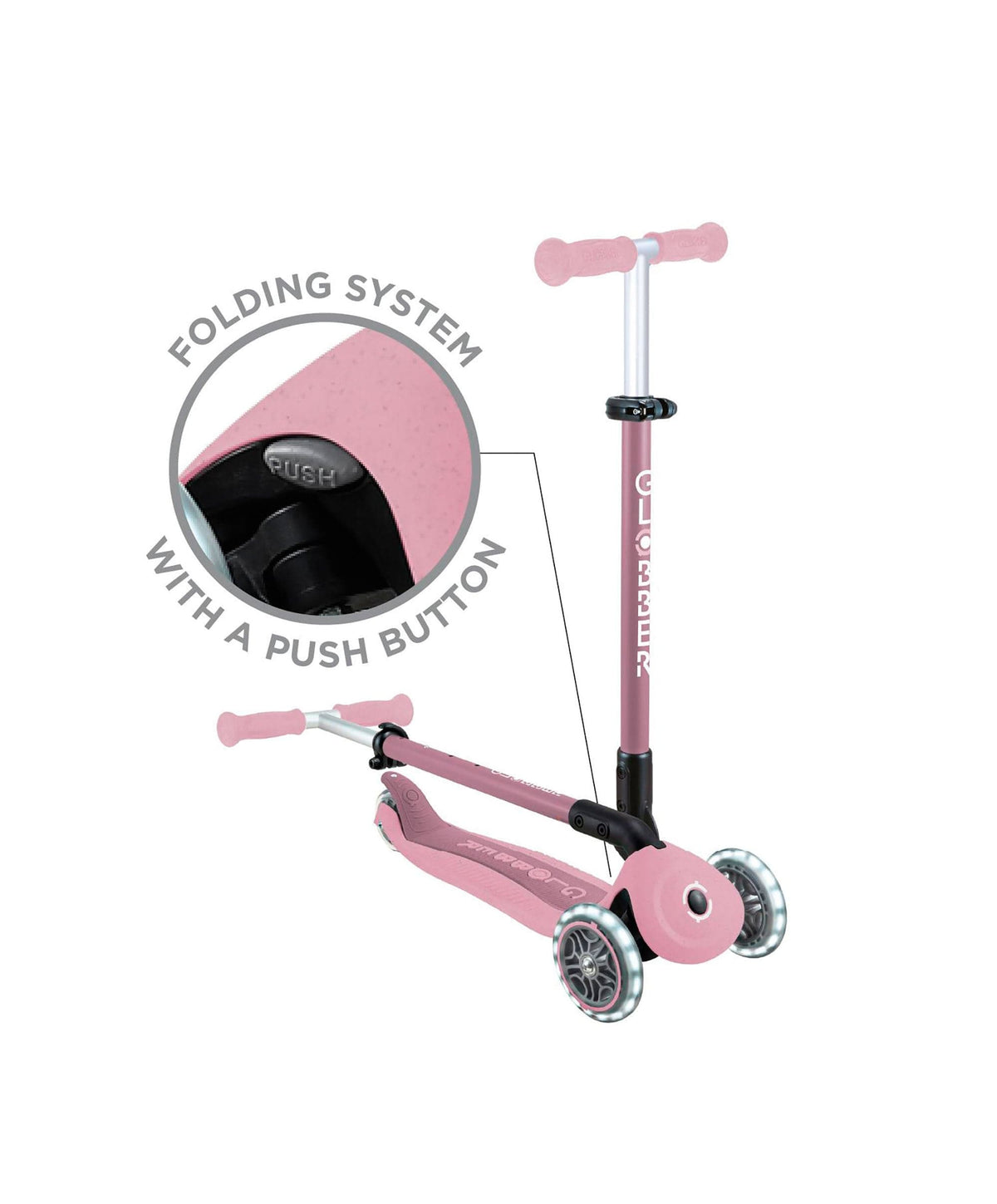 Globber Go Up Active Lights Eco - Berry