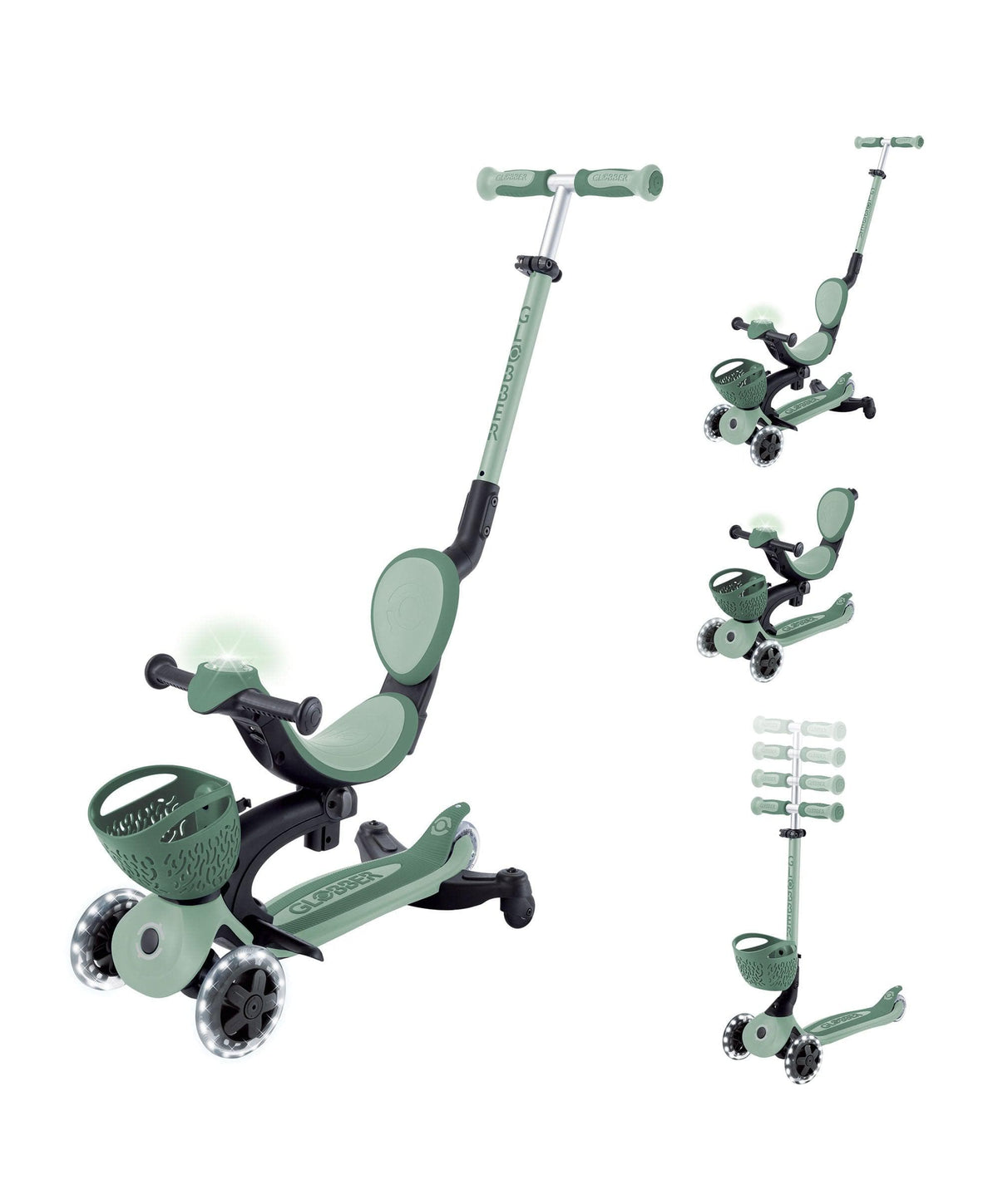 Globber Go Up Baby 360 Lights Scooter – Sage