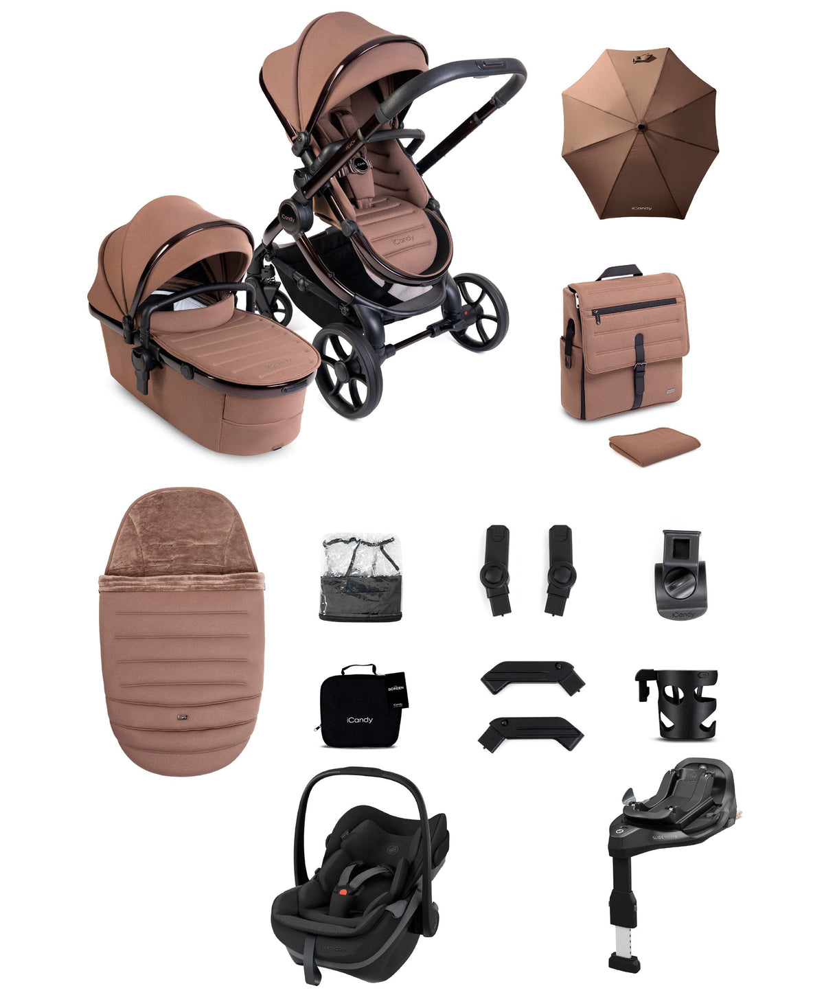 iCandy Peach 8 Complete Pushchair Bundle with Maxi-Cosi Pebble Slide Pro Car Seat & Base - Coco
