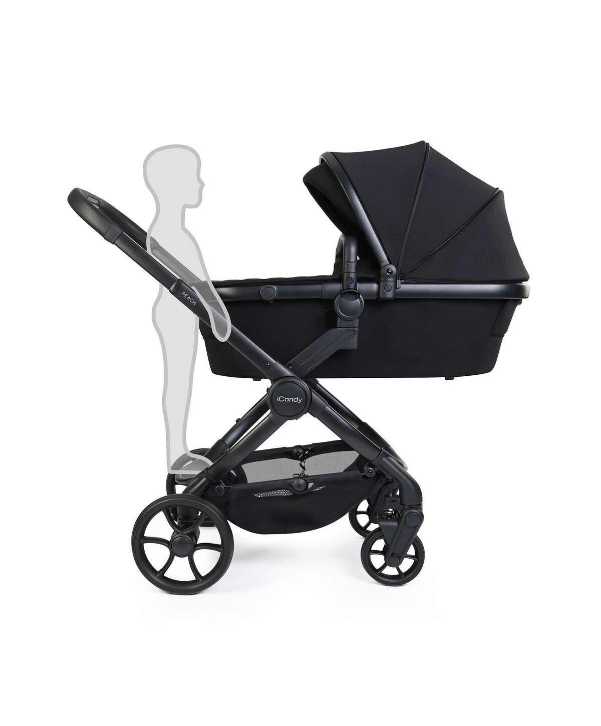iCandy Peach 8 Complete Pushchair Bundle with Cybex Cloud T i-Size Rotating Baby Car Seat - Black