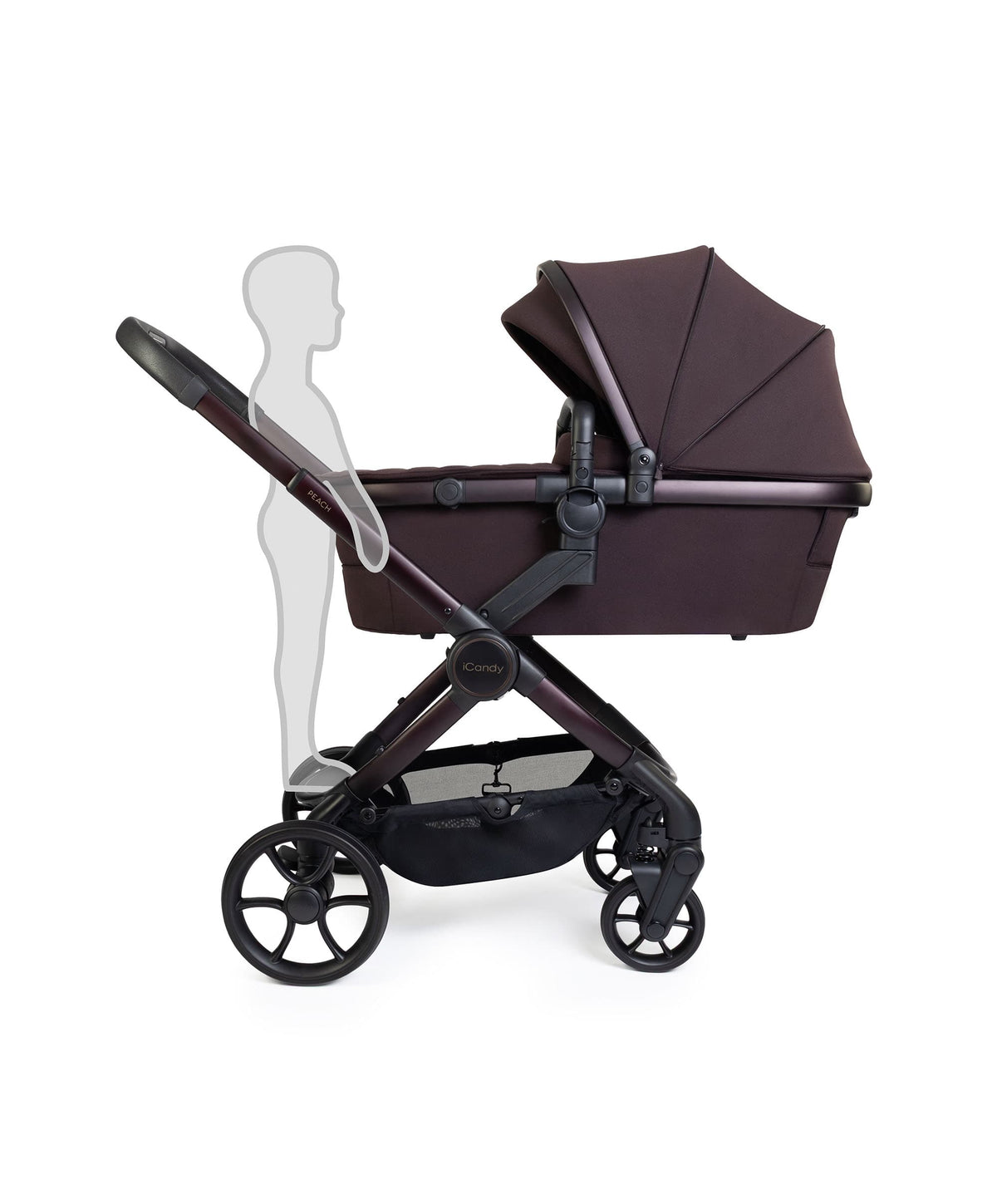 iCandy Peach 8 Complete Pushchair Bundle with Cybex Cloud T i-Size Rotating Baby Car Seat - Coffee Bean