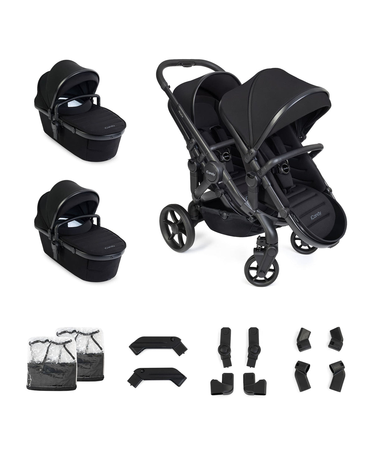 iCandy Peach 8 Twin Complete Pushchair Bundle - Black