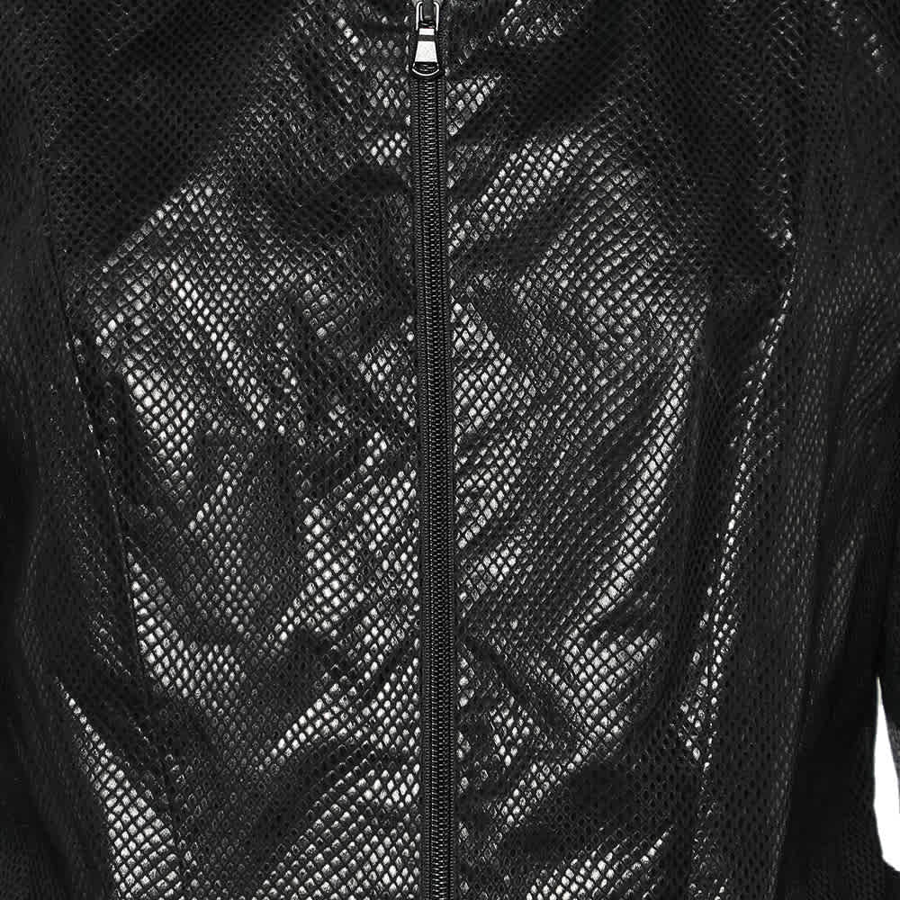 Emporio Armani Black Textured Cotton Zip Front Jacket L