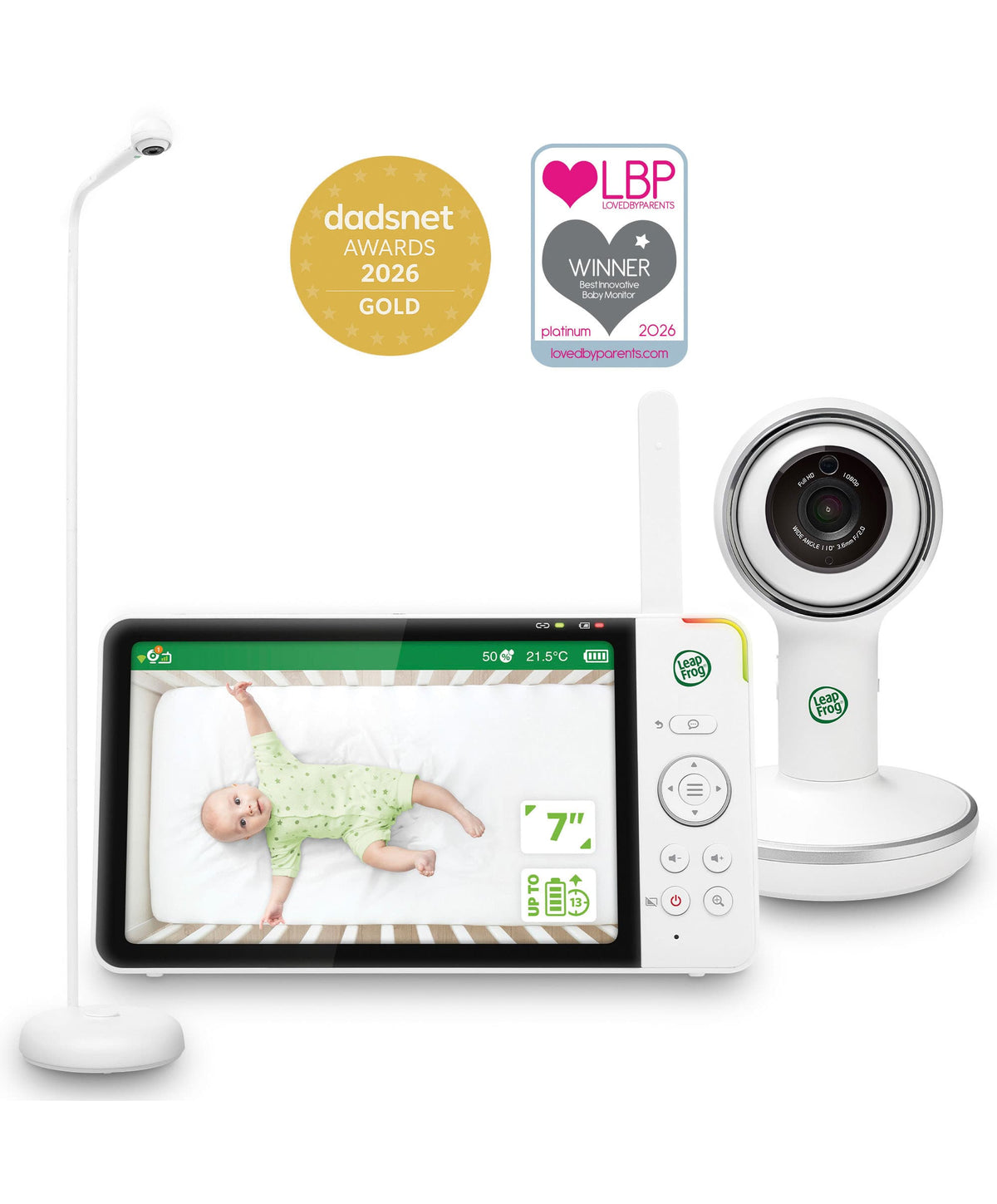 LeapFrog LF5817HD 7 Inch Over-the-Cot Smart Baby Monitor