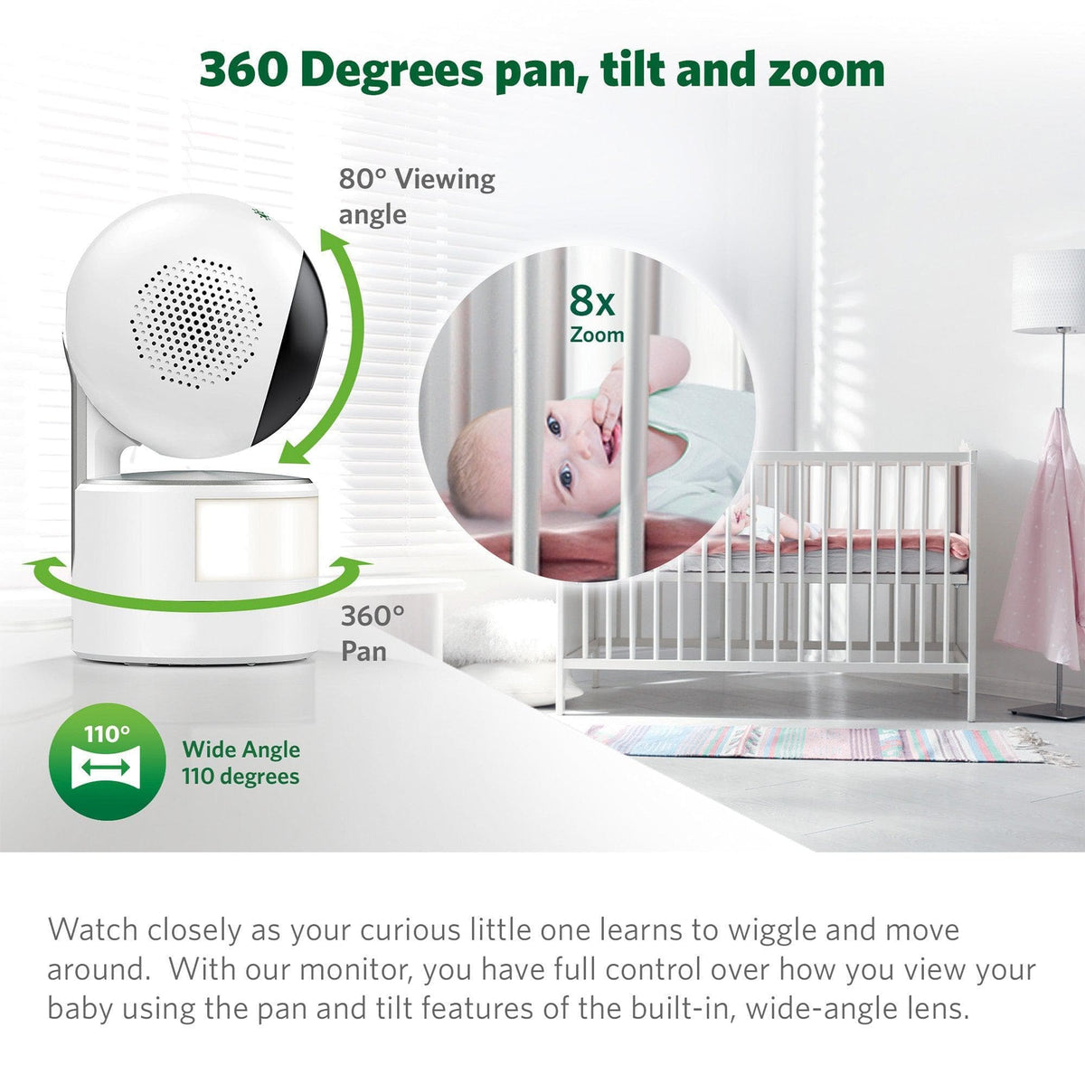 LeapFrog LF920HD 7 Inch Video Baby Monitor & Floorstand - White