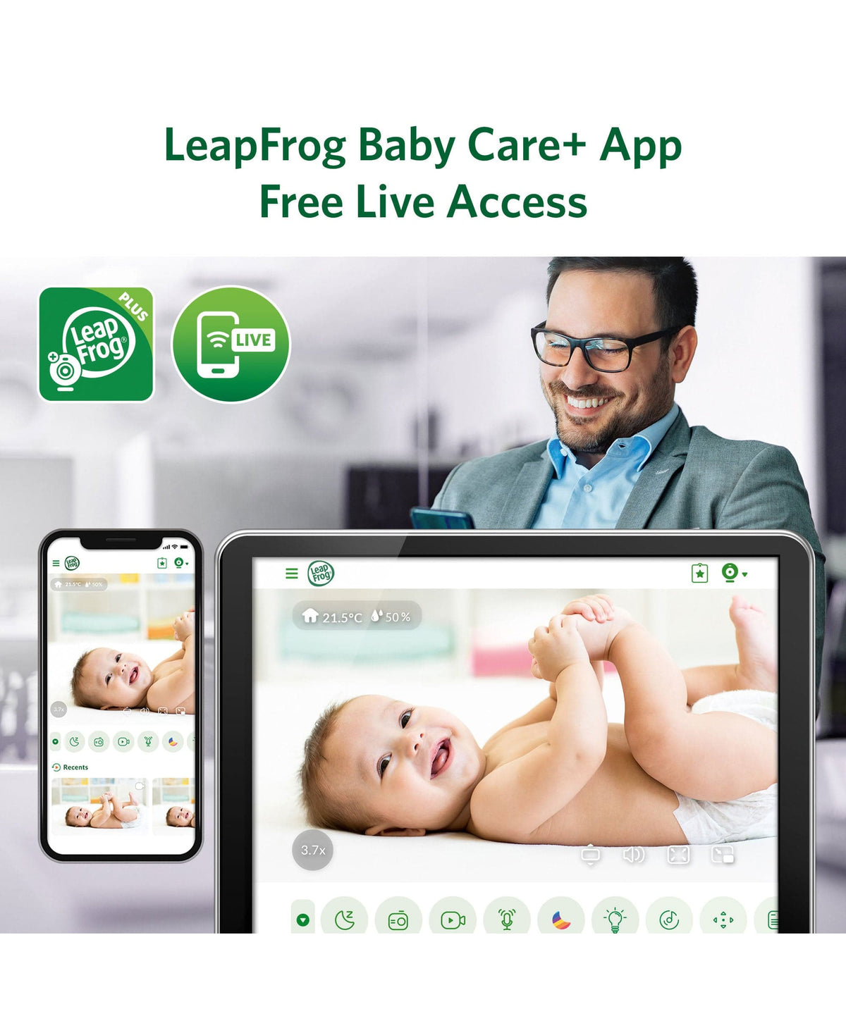 LeapFrog LF5817HD 7 Inch Over-the-Cot Smart Baby Monitor