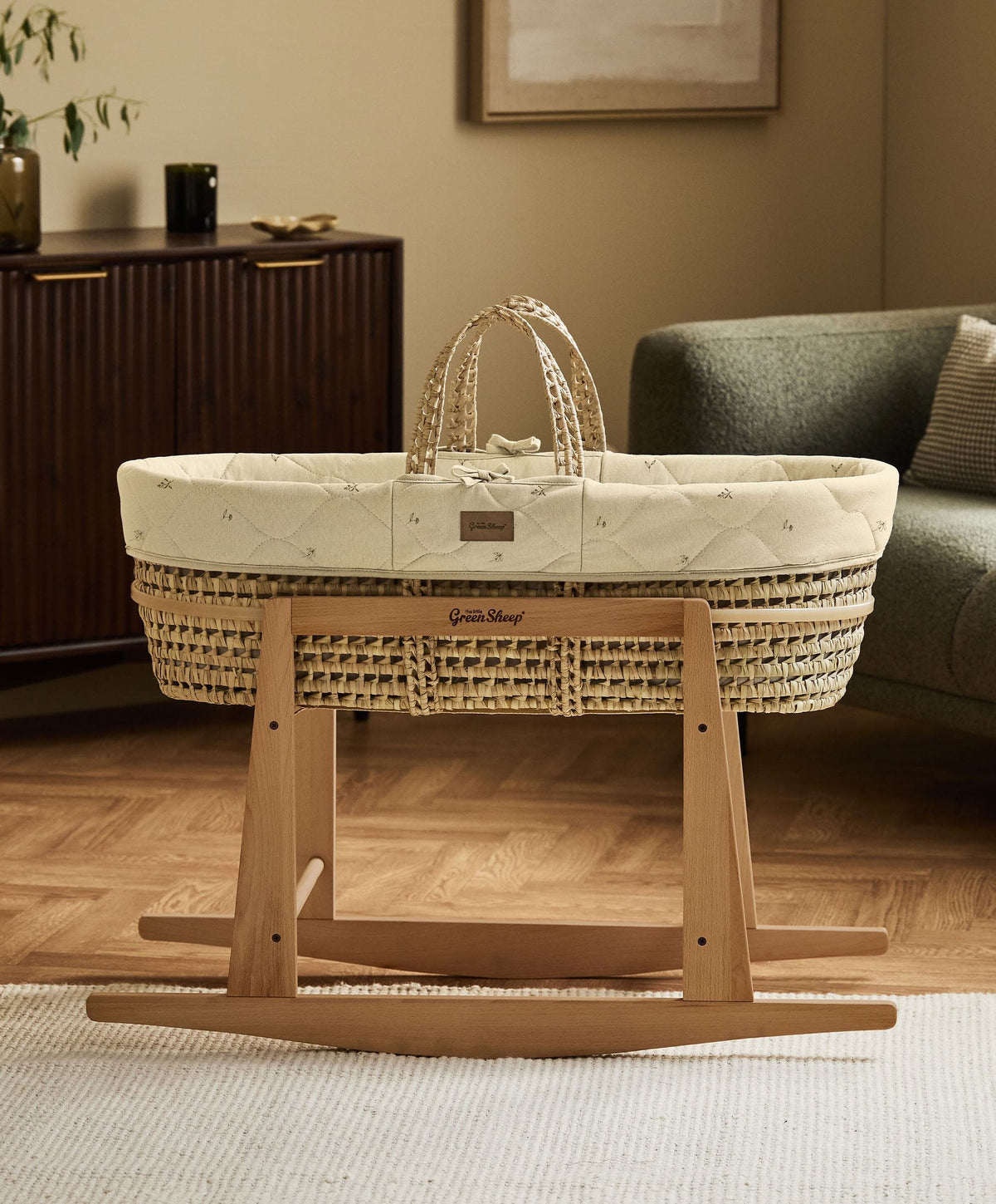 Quilted Moses Basket & Mattress - Floral
