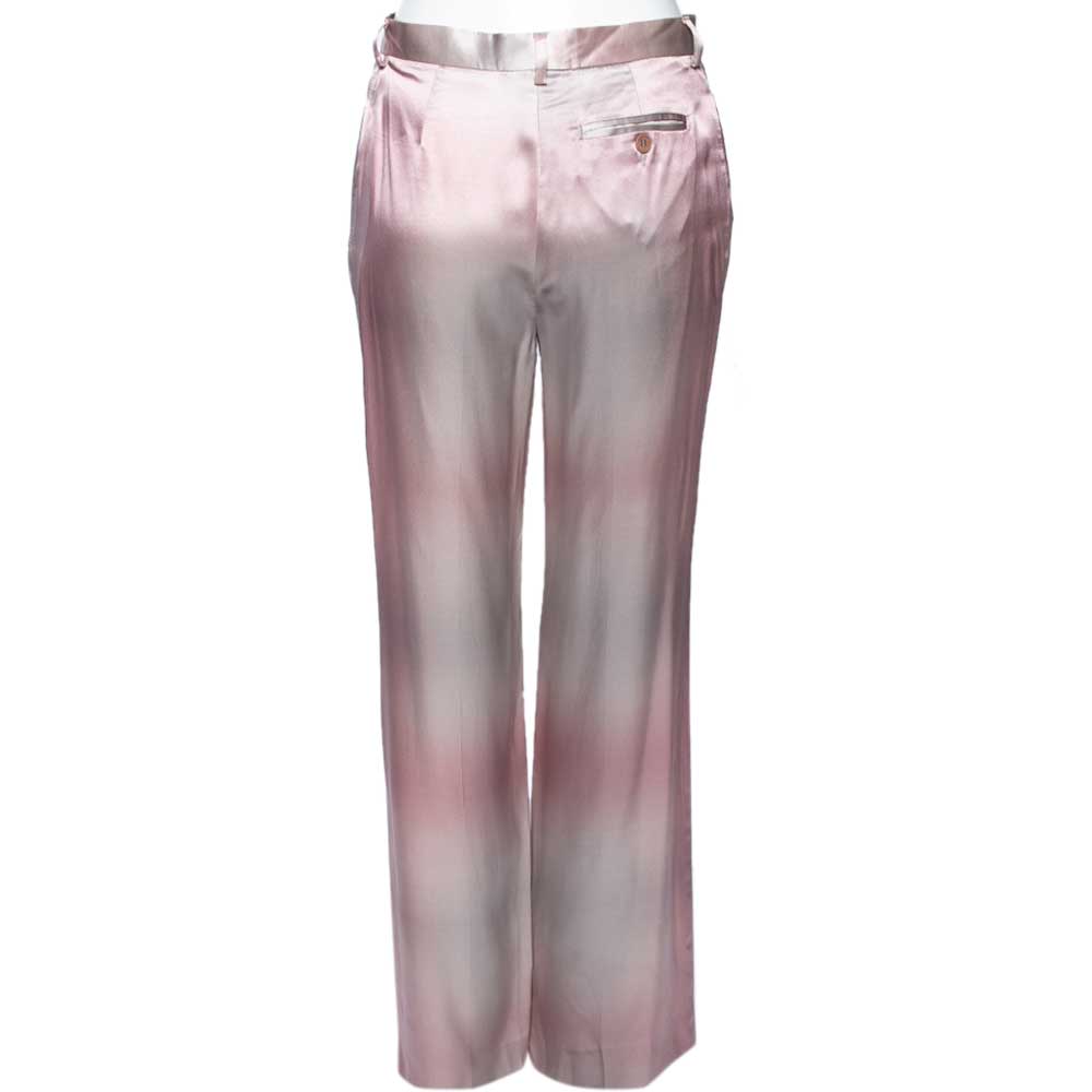 Emporio Armani Pink & Grey Silk Pants M