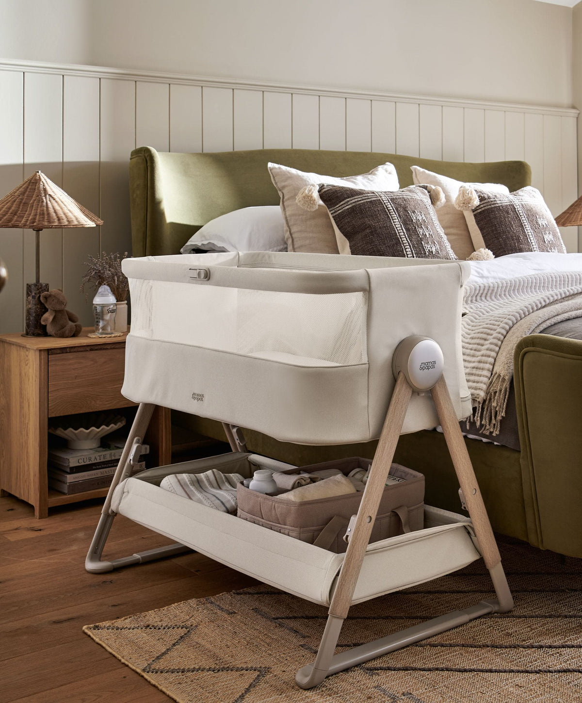 Lua 2 Bedside Crib - Sand