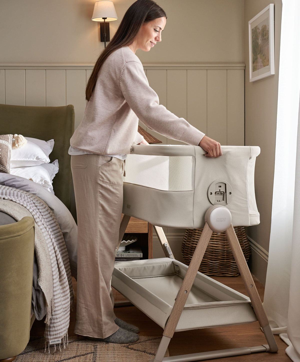 Lua 2 Bedside Crib - Sand