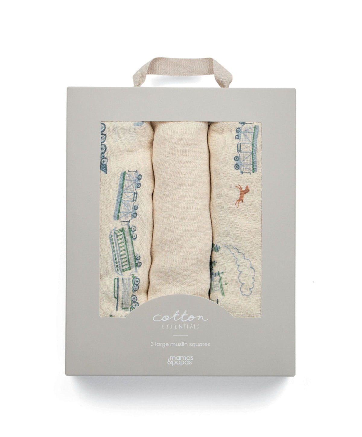 Large Muslin Squares (3 Pack) - Train