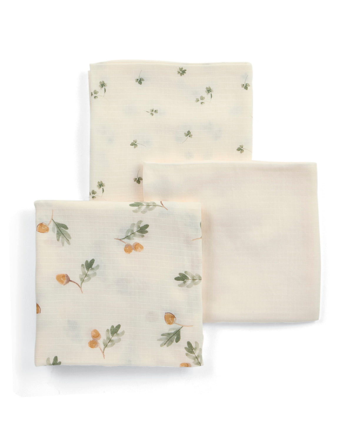 Large Muslin Squares (Pack of 3) - Acorn/Clover