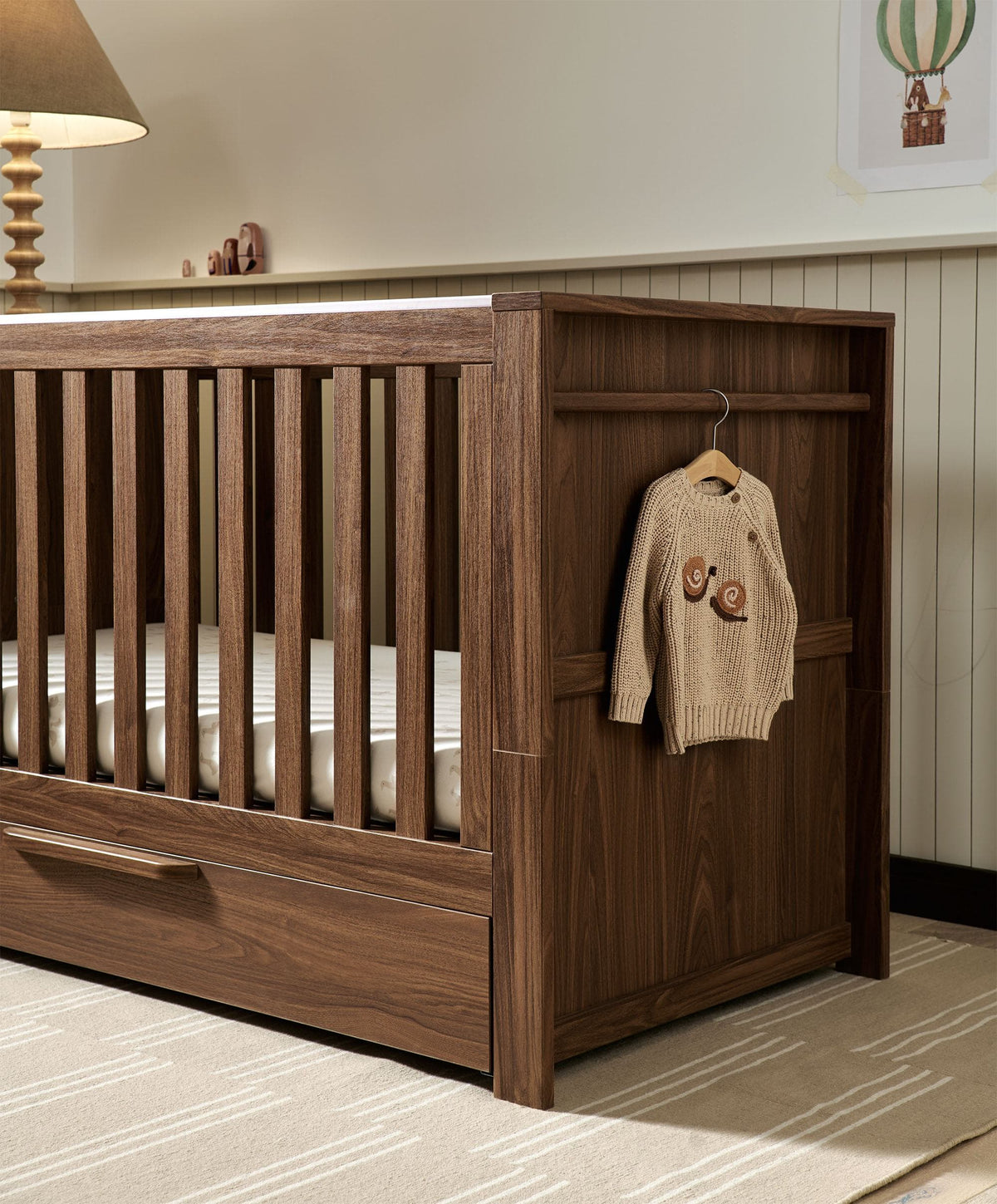 Franklin Cotbed with Premium Pocket Spring Cotbed Mattress - Walnut