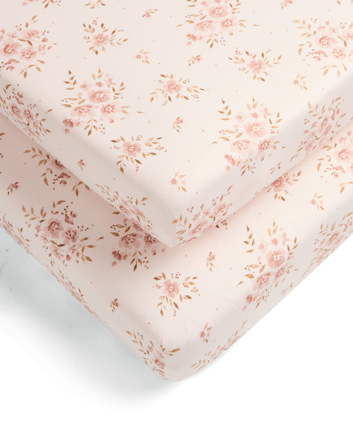 Large Cotbed Fitted Sheets (2 Pack) - Floral Pink