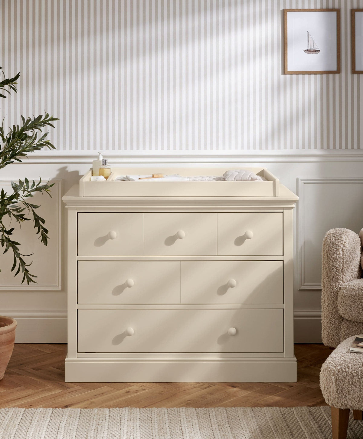 Oxford 3 Piece Cotbed Range with Dresser Changer & Wardrobe - Cashmere
