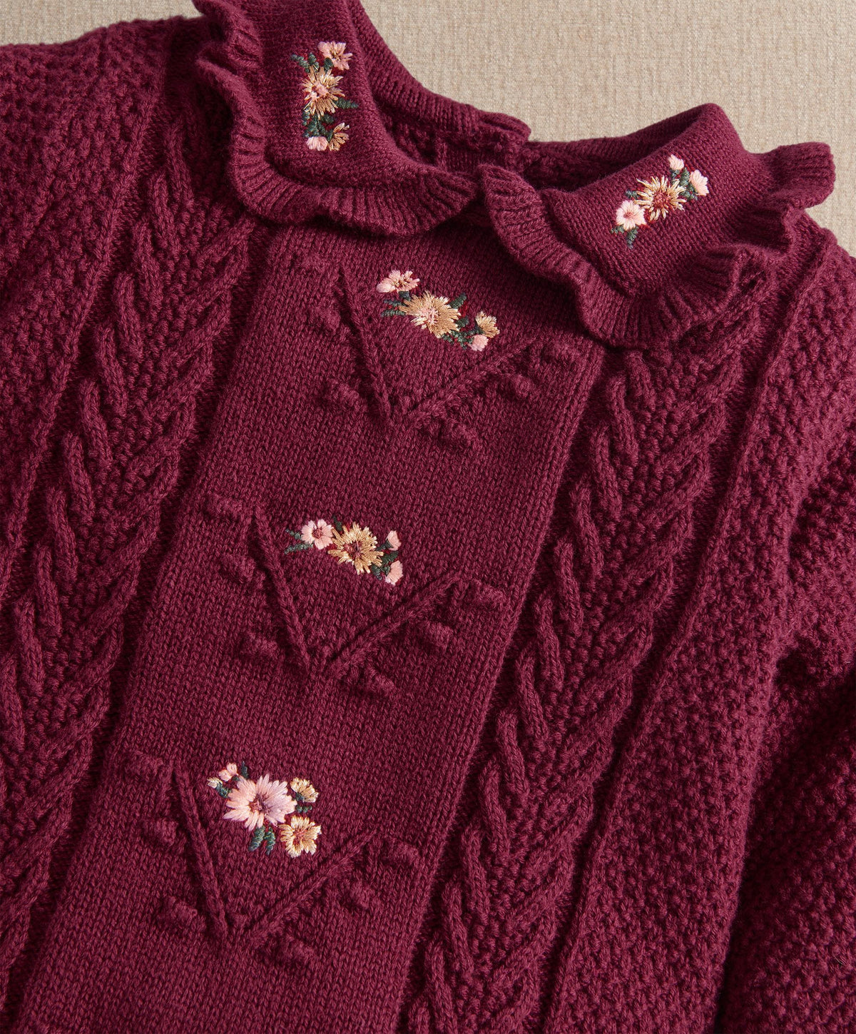 Floral Embroidery Detail Knitted Romper